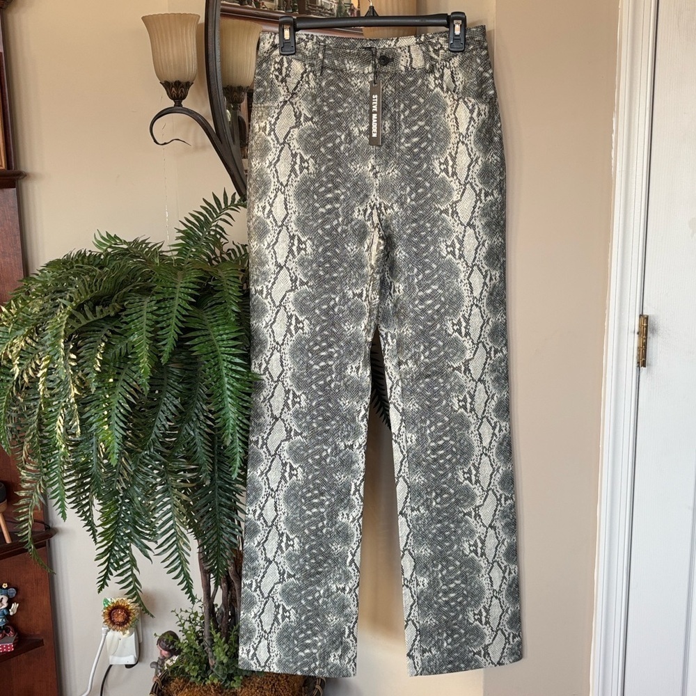 NWT Steve Madden Loren Embossed Snakeskin Print Faux Leather Straight Leg Pants